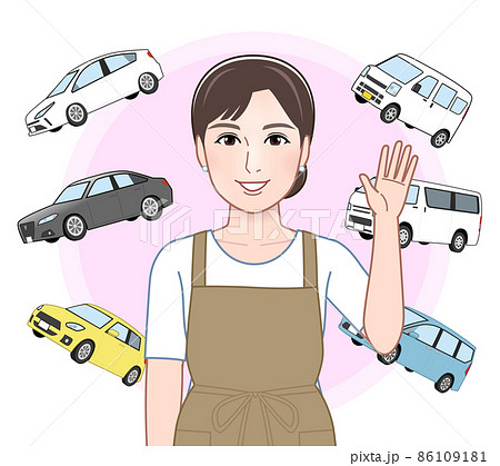 主婦と車のイラスト 主婦と車のイラスト 86109181
