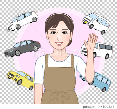主婦と車のイラスト 主婦と車のイラスト 86109181