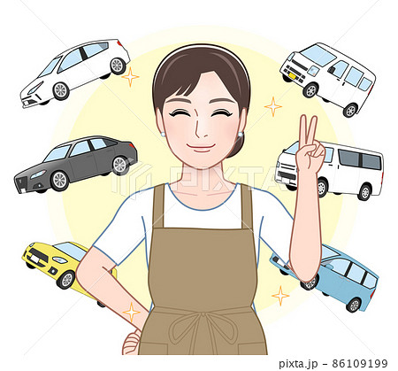 主婦と車のイラスト 86109199
