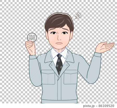 A man with a 100-yen coin 86109520