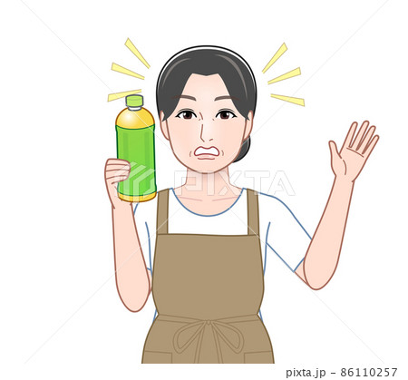 お茶を持つ女性のイラスト お茶を持つ女性のイラスト 86110257