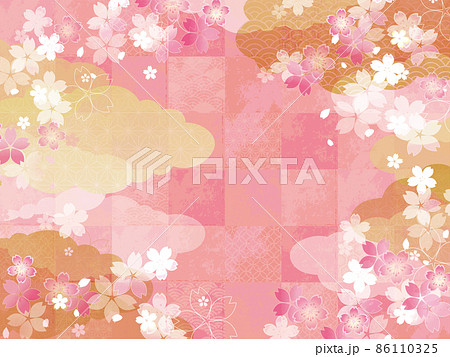 桜の背景イラスト 金箔 86110325