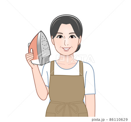 アイロンがけをする主婦のイラスト 86110629