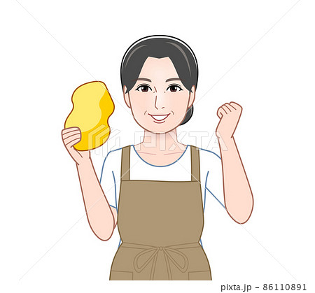 スポンジを持った女性 スポンジを持った女性 86110891