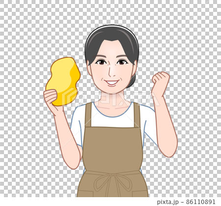 スポンジを持った女性 スポンジを持った女性 86110891