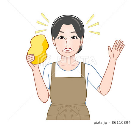 スポンジを持った女性 スポンジを持った女性 86110894