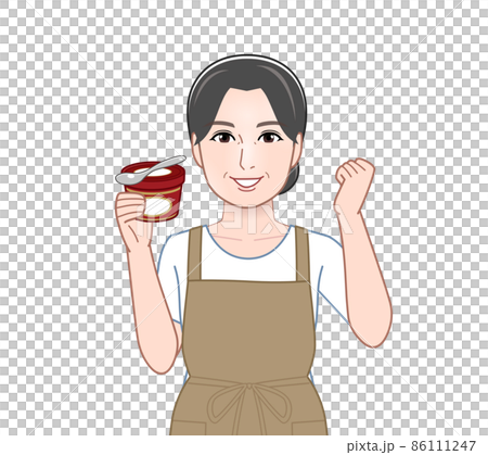 Housewife eating high-quality ice cream Housewife eating high-quality ice cream 86111247