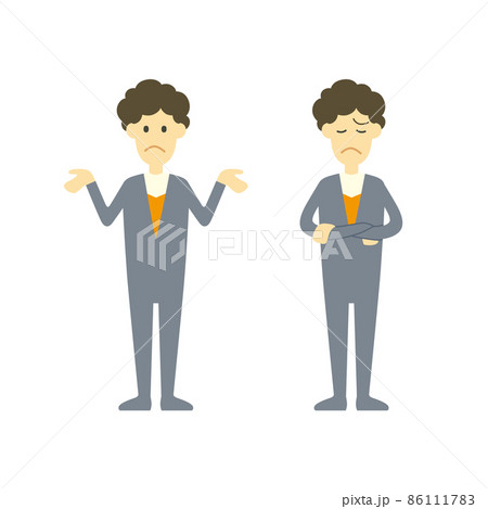 ビジネス、男性、ポーズセット、落胆、悩み 86111783