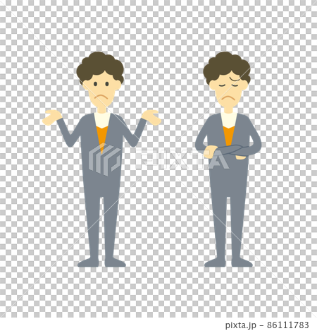 ビジネス、男性、ポーズセット、落胆、悩み 86111783