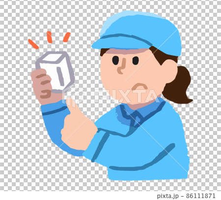 Female in work clothes to inspect by pointing finger (hand-painted color) Female in work clothes to inspect by pointing finger (hand-painted color) 86111871