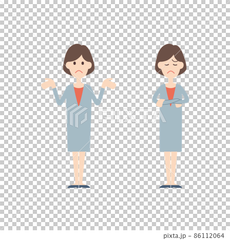 Business, female, pose set, discouragement, worries 86112064