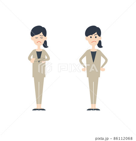 ビジネス、女性、ポーズセット、悩み、不満 86112068