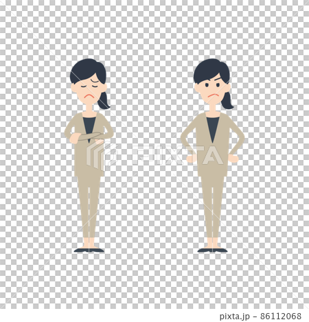 ビジネス、女性、ポーズセット、悩み、不満 86112068