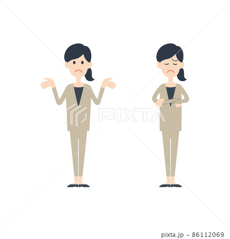 ビジネス、女性、ポーズセット、落胆、悩み 86112069