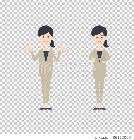 ビジネス、女性、ポーズセット、落胆、悩み 86112069