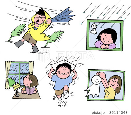 子供の学校生活歳時記雨降り 86114043