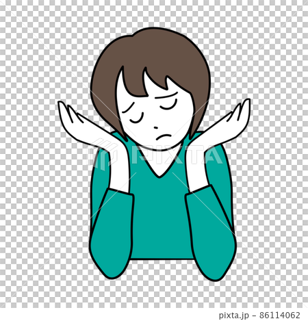 お手上げポーズの女性のシンプルなイラスト素材のイラスト素材 お手上げポーズの女性のシンプルなイラスト素材のイラスト素材