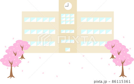 桜が咲く春の校舎のイラスト 桜が咲く春の校舎のイラスト 86115361