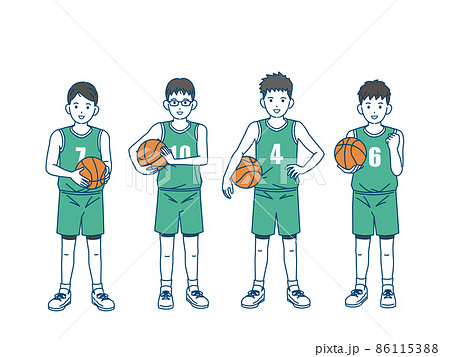 バスケットボール　男子　バスケ部　クラブ活動　部活　スポーツ　男の子　全身　イラスト 86115388
