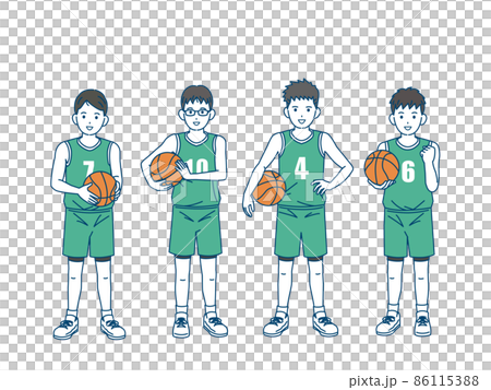 バスケットボール 男子 バスケ部 クラブ活動 部活 スポーツ 男の子 全身 イラストのイラスト素材