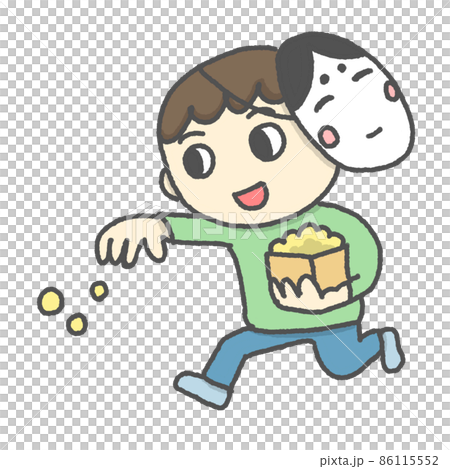 Boy throwing beans Boy throwing beans 86115552