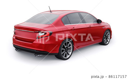 Compact Sports car Family Sedan 3d illustration. 86117157
