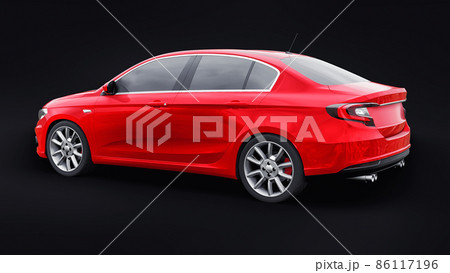 Compact Sports car Family Sedan 3d illustration. 86117196