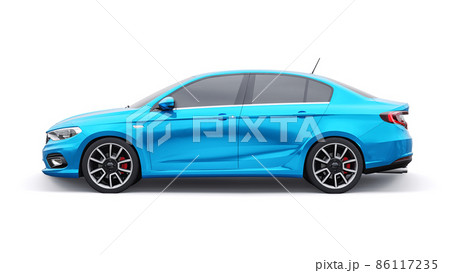 Compact Sports car Family Sedan 3d illustration. 86117235