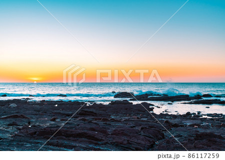 Hallett Cove rocky shore at sunset Hallett Cove rocky shore at sunset 86117259