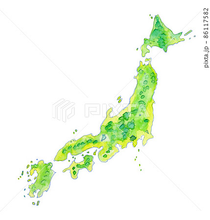 日本列島の水彩イラスト（島しょエリアなし） 86117582