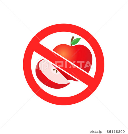 Sign No apple. Red stop sign fruit apple. Isolated Sign No apple. Red stop sign fruit apple. Isolated 86118800