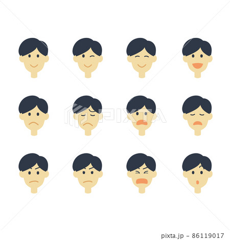 男性の顔_色々な表情のセット 男性の顔_色々な表情のセット 86119017