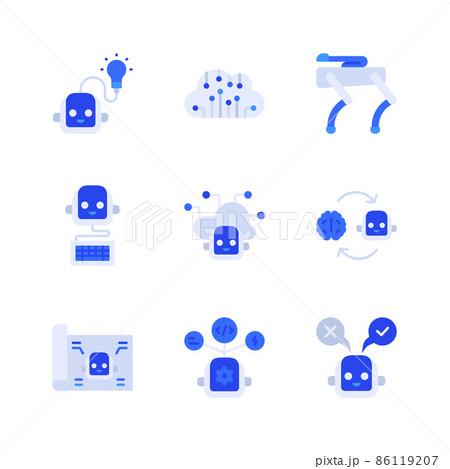 artificial intelligence, future technology robotics robot concept vector icon series 86119207