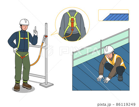 industrial, construction site safety precautions illustration 86119249