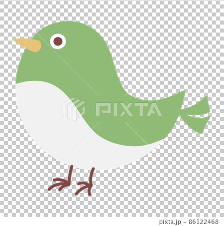春　手描き　鶯　うぐいす　ウグイス　イラスト　挿絵　かわいい　鳥　鳥類　生き物　生物　緑　羽　自然 86122468