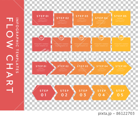 Simple flowchart set template flow business step infographics 86122703