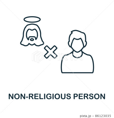 Non-Religious Person icon. Line element from human rights collection. Linear Non-Religious Person icon sign for web design, infographics and more. Non-Religious Person icon. Line element from human rights collection. Linear Non-Religious Person icon sign for web design, infographics and more. 86123035