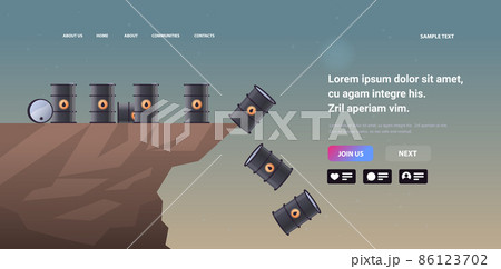 oil barrels falling down in to deep abyss petrol market fuel price crisis concept horizontal copy space 86123702