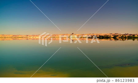 Panoramic view to Teli lake group of Ounianga Serir lakes at the Ennedi, Chad Panoramic view to Teli lake group of Ounianga Serir lakes at the Ennedi, Chad 86123983