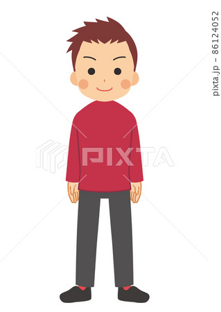 シンプルで可愛い若い男性のイラスト 白背景 人物 全身 クリップアートのイラスト素材