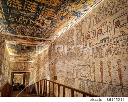 January 2020 - Luxor, Egypt: KV9, Kings' Valley No. 9, Tomb of Memnon, tomb of the pharaohs from the 20th dynasty: Ramses V and Ramses VI. 86125211