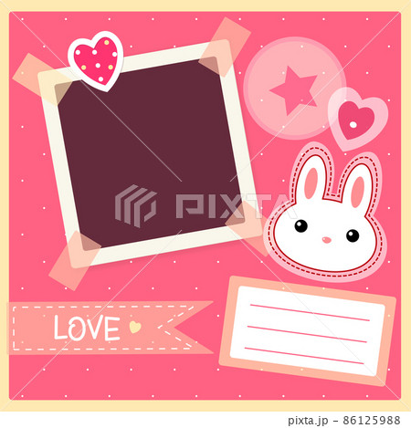 Square Valentine vintage backgrounds with retro photo, sticker and labels 86125988