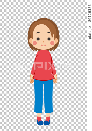 一個簡單而可愛的年輕女子的插圖,白色背景,剪貼畫,人,全身 一個簡單而可愛的年輕女子的插圖,白色背景,剪貼畫,人,全身 86126388