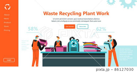 Waste recycling plant work sorting garbage vector 86127030