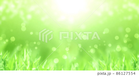 Horizontal sunny background of green color with yellow sparks. Abstract nature background with green grass Horizontal sunny background of green color with yellow sparks. Abstract nature background with green grass 86127554