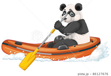 Panda on inflatable boat boat in cartoon style Panda on inflatable boat boat in cartoon style 86127676