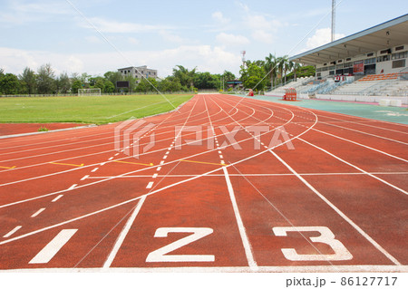 Old racetrack at the park in the morning Old racetrack at the park in the morning 86127717