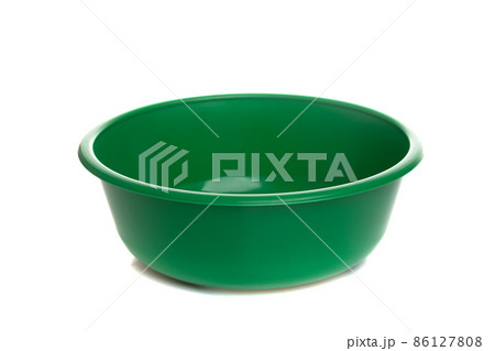 empty plastic green basin on white isolated background 86127808