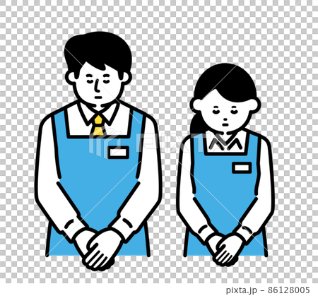 Male and female clerk bowing 86128005