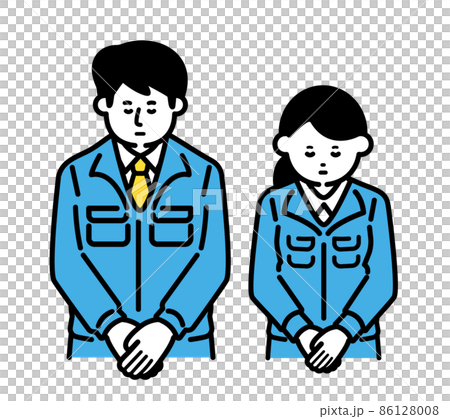 Men and women in work clothes with their heads down 86128008